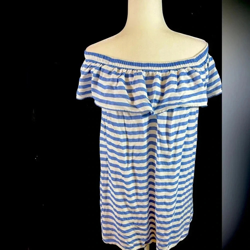 Striped off shoulder tunic